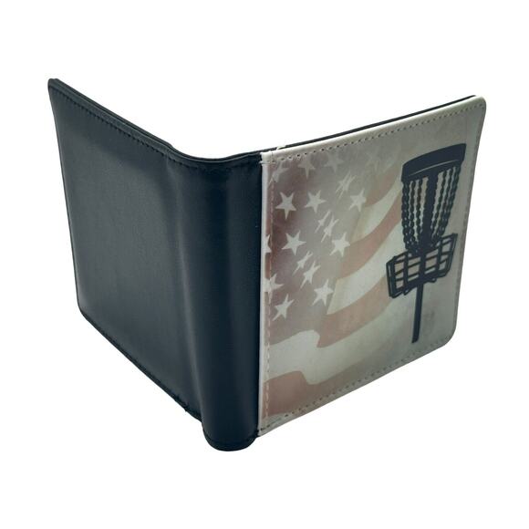 Disc Golf AMERICAN FLAG BASKET Sublimated Design Bi-Fold Wallet Disgolfer Gift - Picture 3 of 7